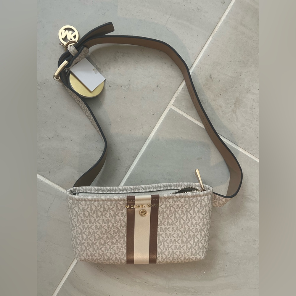 Michael Kors Beige and Gold Crossbody Bag